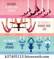 flyg, yoga, horisontal, baner, sätta