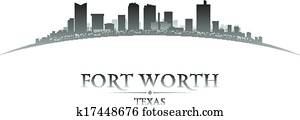 Fort Worth Texas city skyline silhouette white background Fort Worth Texas city skyline silhouette white background