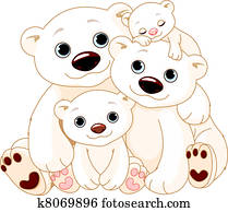 grande, urso polar, família