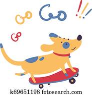 hund, schlittschuhe, auf, skateboard., gehen, gehen, gehen, schriftzug hund, schlittschuhe, auf, skateboard., gehen, gehen, gehen, schriftzug
