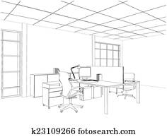 Interior Office Rooms Vector