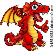 karikatur, rot, feuerdrachen karikatur, rot, feuerdrachen