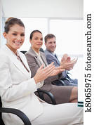 lielība, apskate, dēļ, employees, applauding