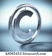 metal copyright symbol onto a blue background square image with blur metal copyright symbol onto a blue background square image with blur
