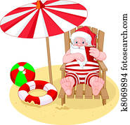 Santa Claus relaxing on the beach Santa Claus relaxing on the beach