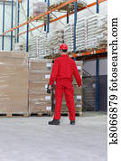 worker with bar code reader