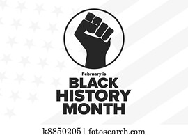 February is National Black History Month. Holiday concept. Template for background, banner, card, poster with text inscription. Vector EPS10 illustration.