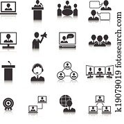 geschäftsmenschen, versammlung, heiligenbilder, satz