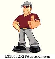 karikatur, mechanic,, handyman,, arbeiter karikatur, mechanic,, handyman,, arbeiter