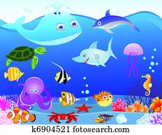 Sea life cartoon background Sea life cartoon background