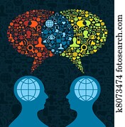 social, medios, cerebro, comunicación