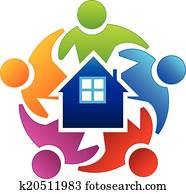 Teamwork agents real estate logo