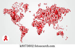 גלובוס, מפה של עולם, עם, איידס, איקונים