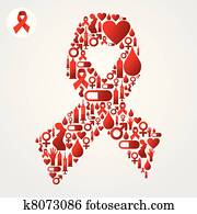 סרט אדום, סמל, עם, איידס, איקונים