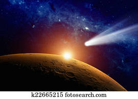 Comet approaching Mars  