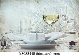Festive silver dinner setting for the holidays Festive silver dinner setting for the holidays