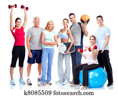 Gym and Fitness. Smiling people.