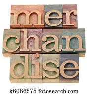 mercadoria, palavra, em, letterpress, tipo