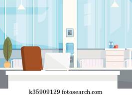 Modern Office Interior Workplace Empty Chair Desk