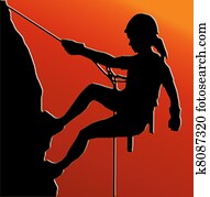 napnyugta, hát, abseiling, hölgy