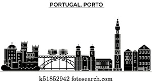 portugal, porto, arquitetura, vetorial, horizonte cidade, viagem, cityscape, com, marcos, edifícios, isolado, vistas, experiência portugal, porto, arquitetura, vetorial, horizonte cidade, viagem, cityscape, com, marcos, edifícios, isolado, vistas, experiência