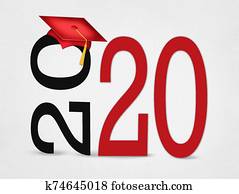 Red 2020 graduation on text Red 2020 graduation on text