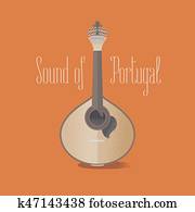 tradicional, português, guitarra, fado, vetorial, ilustração