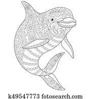 zentangle, סגנן, דולפין