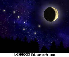 Abstract night sky with moon Abstract night sky with moon