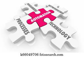 Automation Process Machine Learning Puzzle Pieces Words 3d Illustration Automation Process Machine Learning Puzzle Pieces Words 3d Illustration