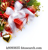 Christmas card with gift boxes and Christmas decorations Christmas card with gift boxes and Christmas decorations
