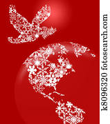 Christmas Peace Dove On Earth Red Background Christmas Peace Dove On Earth Red Background
