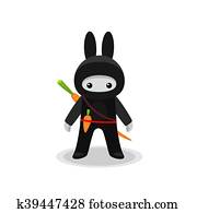 Cute bunny ninja with carrot Cute bunny ninja with carrot