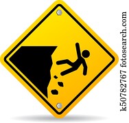 Danger cliff edge warning sign Danger cliff edge warning sign