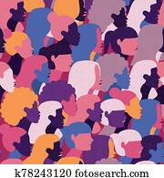 Diverse woman seamless pattern background