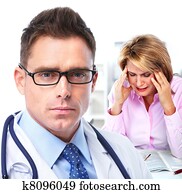 doctor, psiquiatra, y, patient.