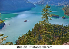 Landscape of Mountain Lake - Ross Lake, Washington State