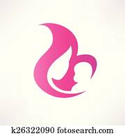 mom and baby stylized vector symbol