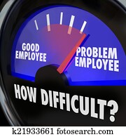 problema, empregado, nível, bom, trabalhador, difícil, pessoa, medida