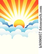 Sun rising in clouds Sun rising in clouds