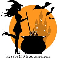beautiful witch and cauldron beautiful witch and cauldron