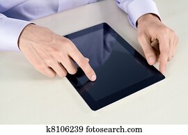 Businessman Touching On Tablet PC Businessman Touching On Tablet PC