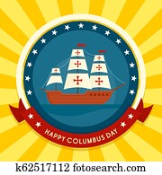 Columbus day concept background, flat style