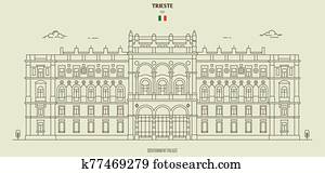 Government Palace in Trieste, Italy. Landmark icon Government Palace in Trieste, Italy. Landmark icon