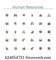 Human Resources Colored Line Icons