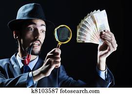 Man with counterfeir money