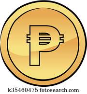 oro, peso, moneda, vector, icono