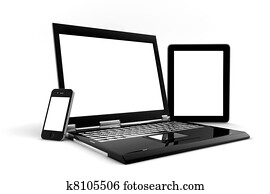 telefongerät, pc, und, tablette, freigestellt