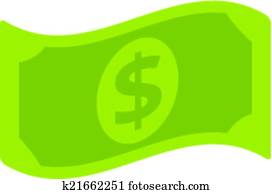 Vector Dollar Bill Flat Icon 
