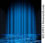 Abstract blue water grid space